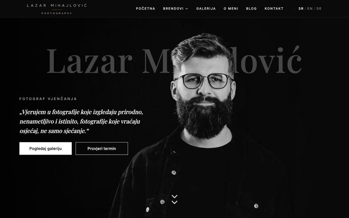 Hero sekcija sajta lazarmihajlovic.com